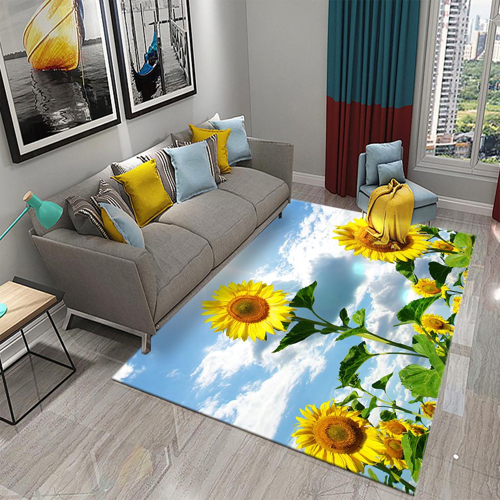 3D Sunflower Pattern Home Carpets for Living Room Bedroom Bathroom Kitchen Rug Kid Room Play Large Carpet Child Crawl Floor Mat