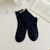 Black Ear-trimmed Socks for Women's Spring and Autumn: Simple and Versatile Boneless Mid-calf Socks, Sweet Polka Dot Socks with A School Style