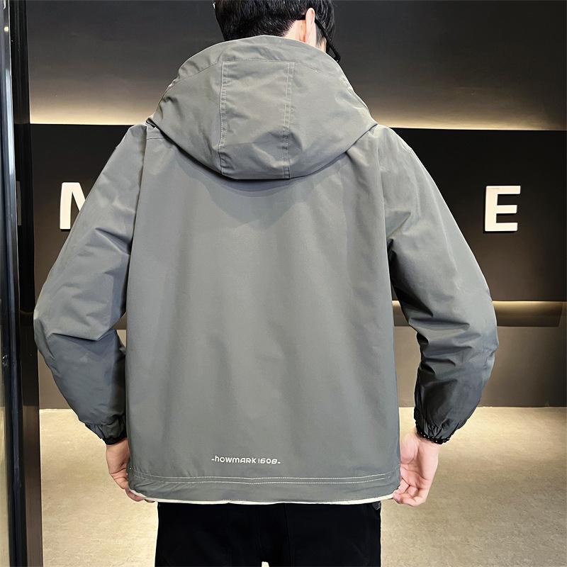 Jacket Men's Spring, Autumn and Winter 2025 New Trendy Brand Jacket Men's Handsome Casual Hooded Tooling Men's Jacket