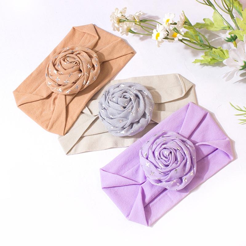 New baby nylon headscarf cute solid color baby fontanelle elastic headband comfortable children's hair accessories