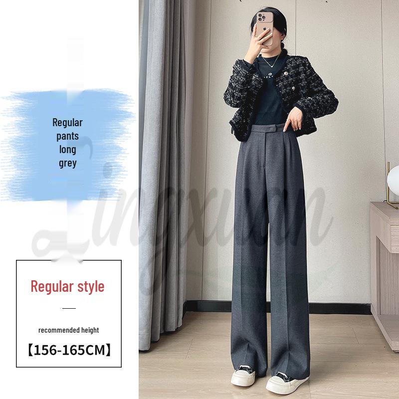 

Autumn 2026 Woolen High-Waist Wide-Leg Floor-Length Trousers for Women 2XL