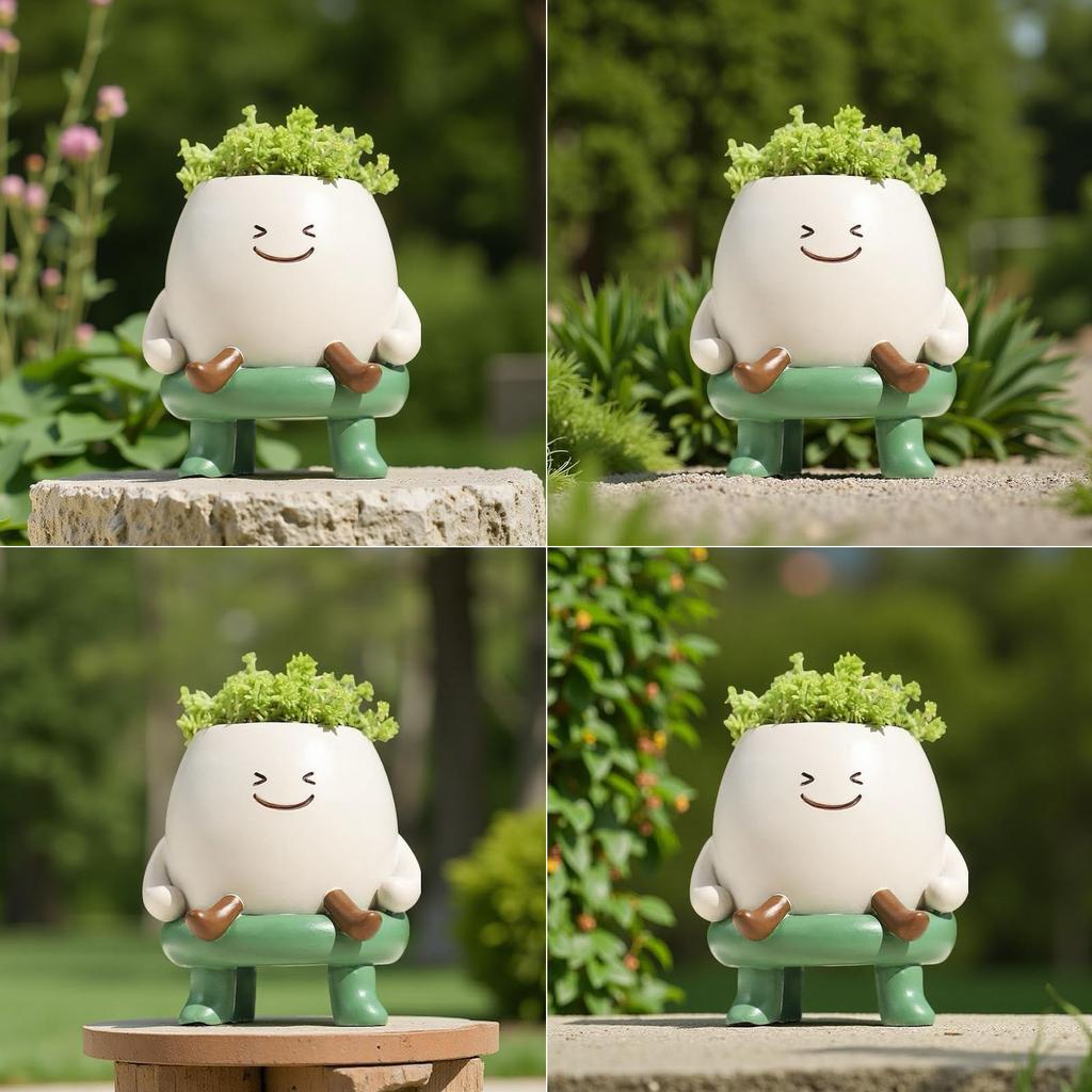 Ifukens Succulent Pot, Cactus Pot, Cute Flower Pot, Stylish, Cute Smiling Face, Legged Planter, Mini Bonsai, Resin Houseplant, Soothing IndoorOutdoor