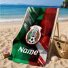 Custom Name Beach Towel Mexico Soccer Emblem Microfiber Beach Towel, Lightweight for Summer Travel, Swimming Pool Fan Birthday Gift