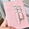 Heart-Shaped Bear Leather Wristband for Apple/Huawei/Xiaomi Devices (14mm) - Trendy Cartoon Design