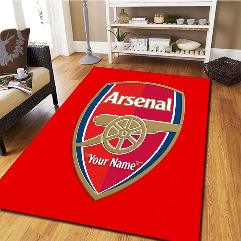 Tapis Arsenal F Nom Personnalisé pour Salon Chambre Maison Décoration Canapé, Tapis de Sol Antidérapant pour Jouer aux Enfants