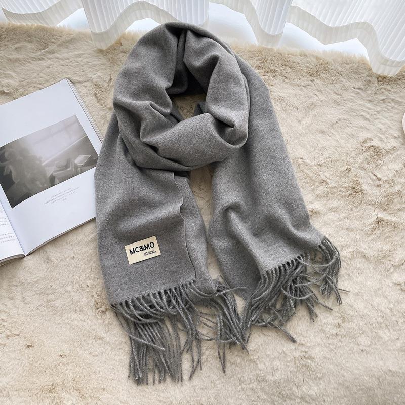 Solid color imitation cashmere scarf women's winter men's couple shawl dual-purpose warm long thickened