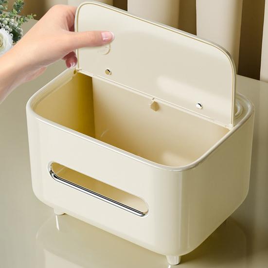 Krabice na kapesníky s úložným prostorem pro dálkové ovladače, horní přihrádka, multifunkční organizér, vysoké nožičky, vlhkoodolný design, držák na kapesníky