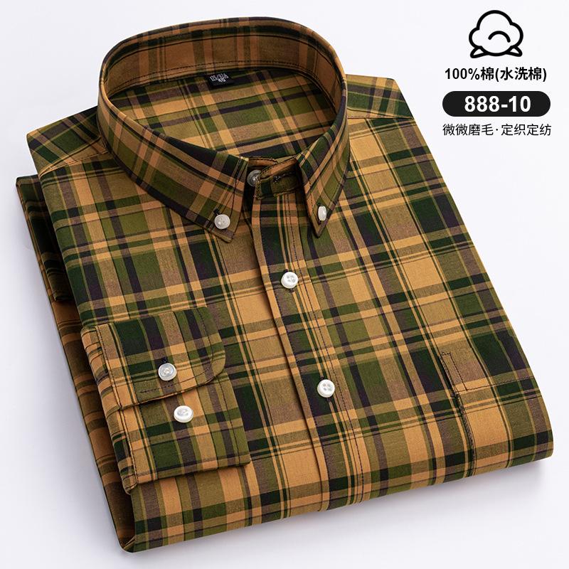 Chemise boutonnée à carreaux Mode homme Tendances vestimentaires 100% Coton Coupe ajustée Chemise Chemises homme Chemise à manches longues pour homme Vêtements rétro