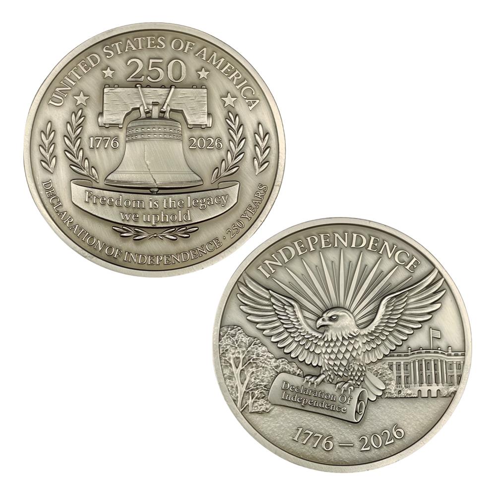 250th US Independence Challenge Coin 1776-2026 Commemorative Coin The Liberty Bell and American Eagle Badge Souvenir Gift