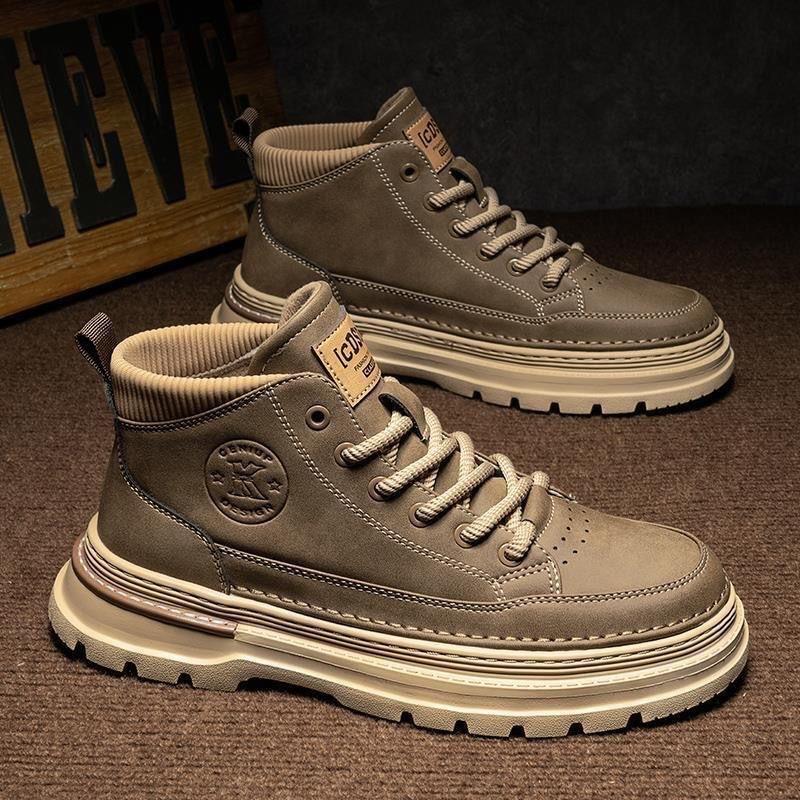 Martin boots men's shoes autumn new high-top leather shoes tooling shoes men's Korean version trendy versatile platform casual short boots