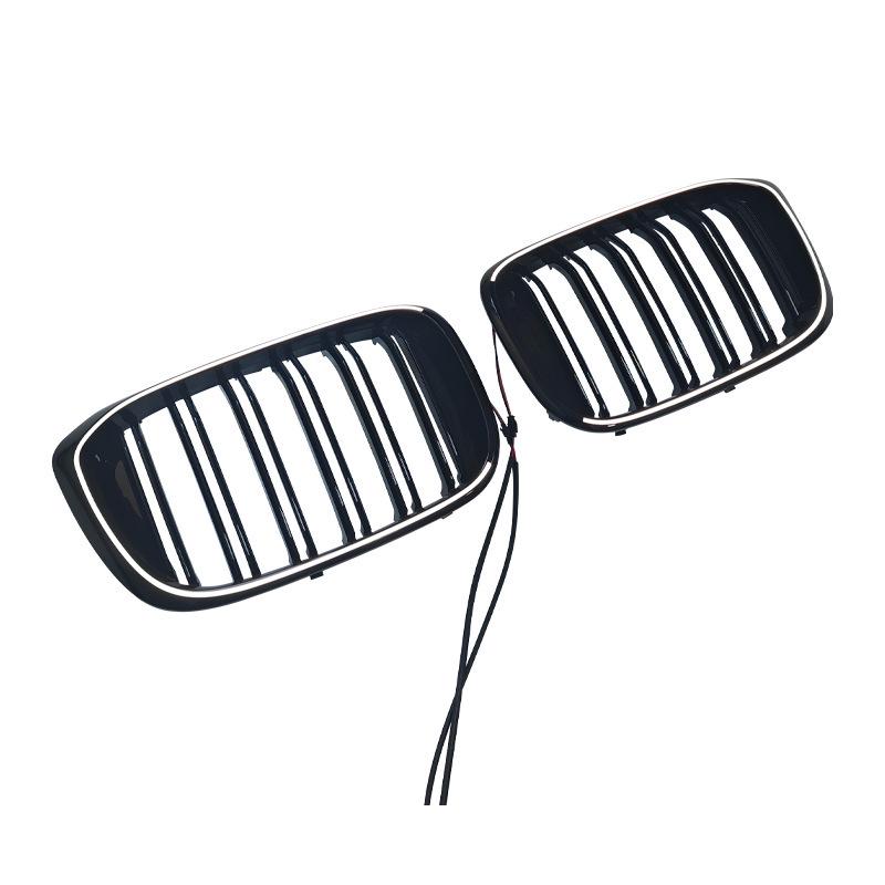 Kompatibel mit 2018-2021 BMW X3 G01 Dual Line Glänzend Schwarz LED-Kühlergrill