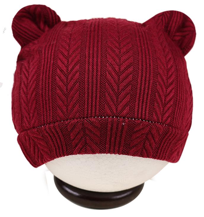 Erkek ve Kız Çocukları İçin Sevimli Yenidoğan Ayı Kulaklı Örgü Şapka