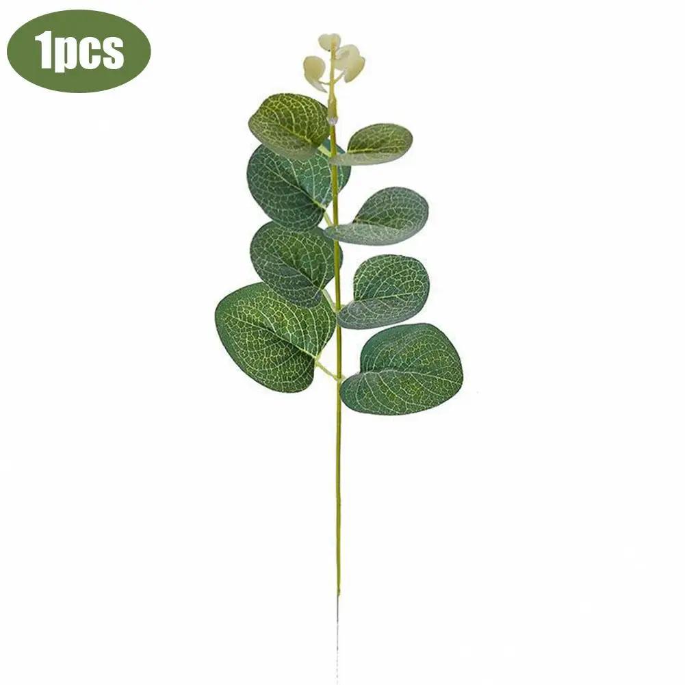 Eucalyptus Leaves Bunch Branch Artificial Plastic Plants Green Leaves Wedding Stems DIY Artificial Home Decor Plant Faux Fl Q0P3