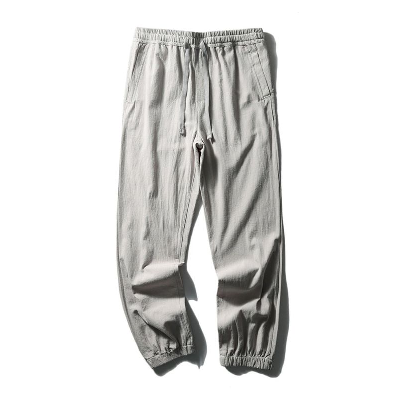 Men's Linen Pants Summer New Thin Cotton-Linen Trousers Export Original Men's Long Pants Casual Pants with Cuffs Men's Pants
