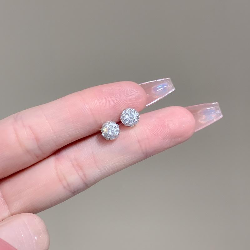 

Серьги-пусеты Yin Town с круглыми шариками из сверкающего циркония для женщин - Подвесные серьги высокого класса и каффы