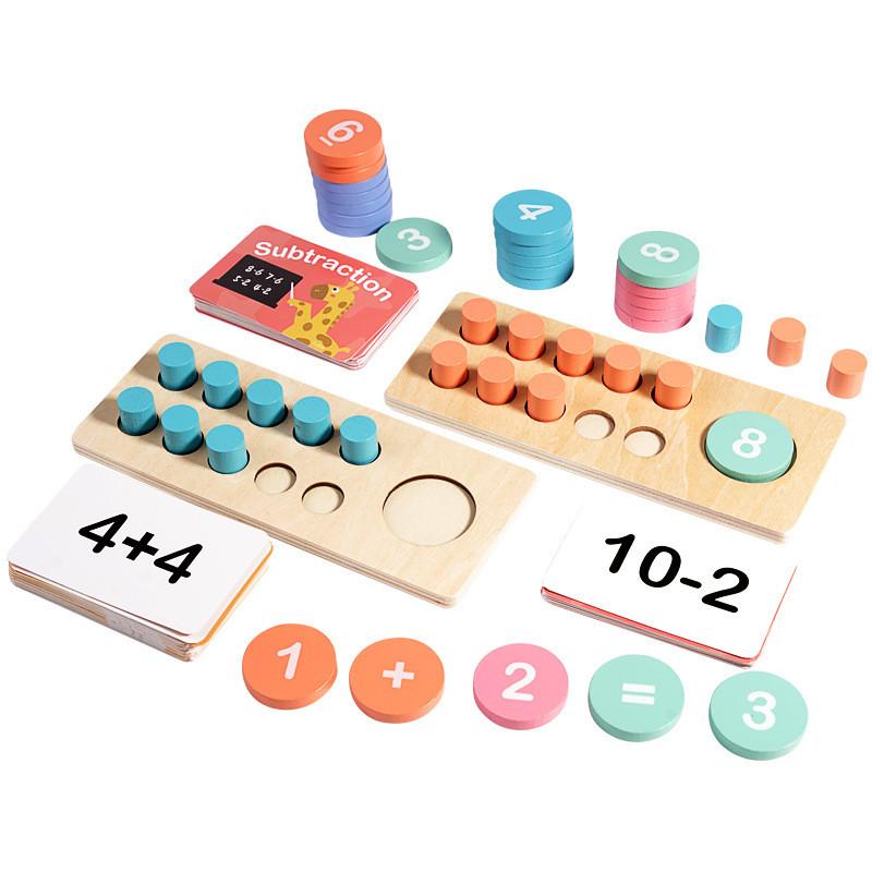Wooden Frame Ten Abacus Math Learning Toy Kids Early Education Tool Counting