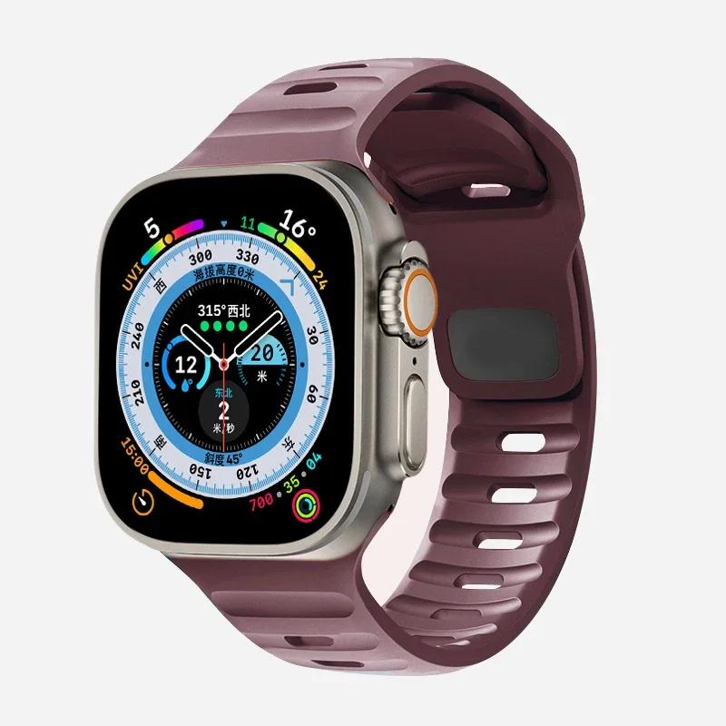 Soft Silicone Strap For Apple Watch Band Ultra 49mm 44mm 45mm 42mm 41mm 42mm 38mm Sport Watchband Iwatch Serise 8 7 6 5 Bracelet