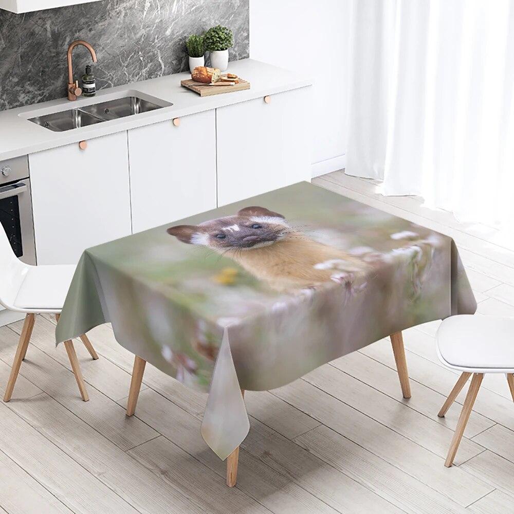 Cute Mink Animal Tablecloth Party Restaurant Table Decoration Waterproof Rectangular  Kitchen New Home
