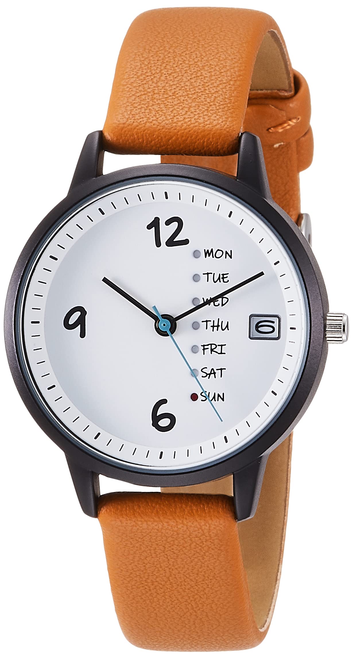 

[Fieldwork] Analog Filmon Watch with Day of the Week and Date Leather Strap White Dial GY028-3 Women s Brown