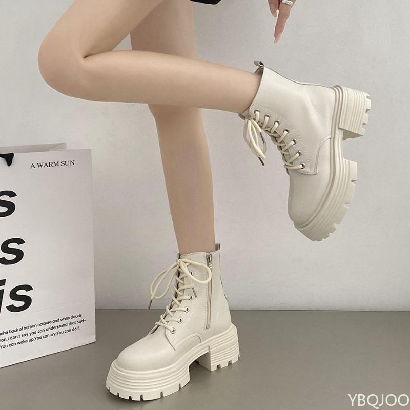Thick Soled Simple Comfortable Daily Casual Women's Boots New Autumn Lace Up Simple Anti Slip Wear-resistant Short Boots