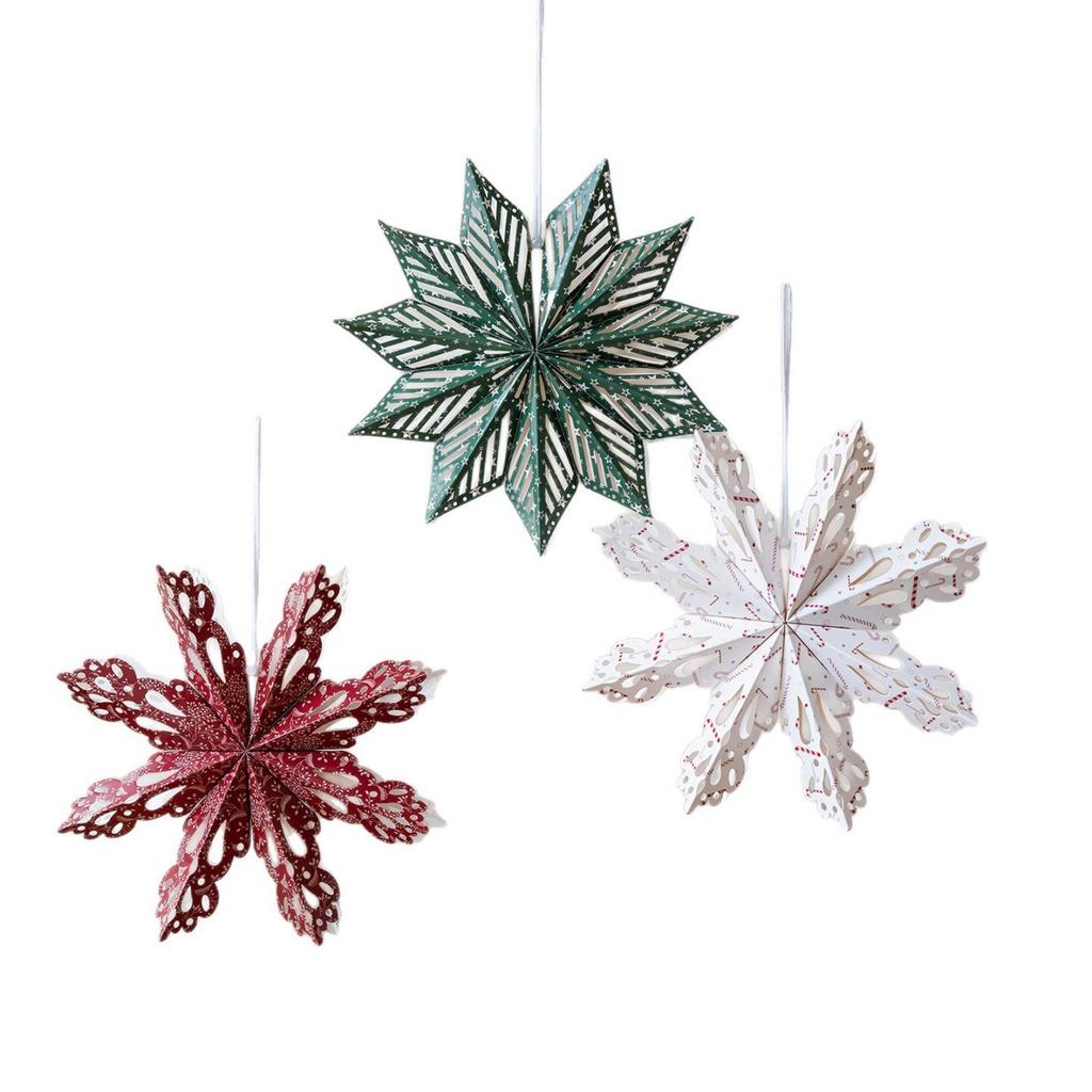Durable Paper 3D Snowflake Ornament Waterproof Wrinkles Resistant for Christmas Tree Ceiling Window Decoration