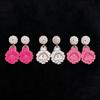 Silver Needle Rhinestone Inlaid Metal Glaze Flower Earring – Exaggerated Holiday Style for Women