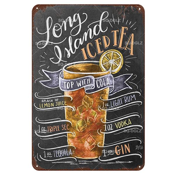 [SQ-DGLZ] Mojito Metal Sign Vintage Metal Plaque Plates Decor For Pub Bar Home Wall Decor Tin Signs Cocktail Poster Gift