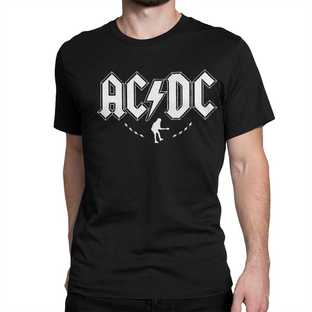 AC Rock Music DC T Shirts Men Women Pure Cotton Awesome T-Shirt Round Neck Heavy Metal Tees Short Sleeve Clothes Plus Size