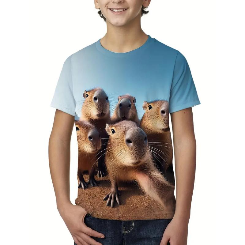 Cute Capybara Graphic T Shirt For Men Women Funny Animal Short Sleeve T-Shirts Summer Casual Fashion Loose Y2k Kids Boys Tees