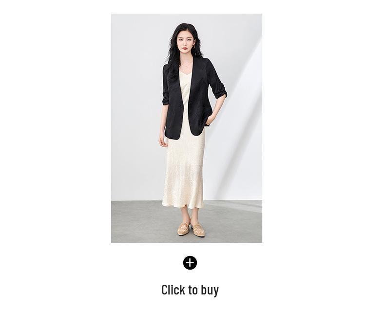 Women's Light Luxury Jacquard Ruched Sleeve V-Neck Lace Blazer