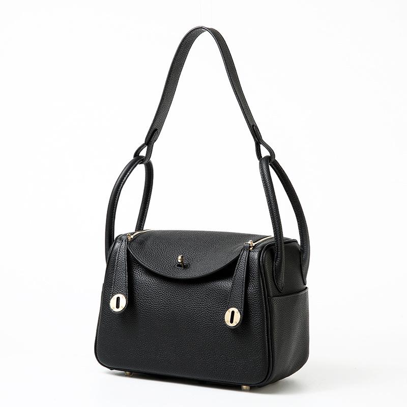 2024 Genuine Leather Lindy Handbag: Stylish, Large-Capacity Shoulder Bag for Women