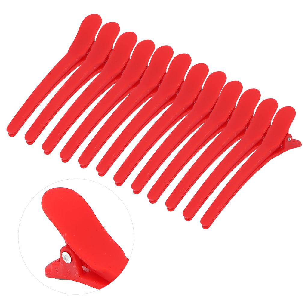 12Pcs NonSlip Hair Styling Clips Plastic Duckbill Hair Clip Hairdressing Hair Barrettes Red