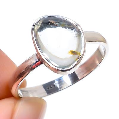Natural Aquamarine Gemstone Handmade 925 Solid Sterling Silver Ring S.8.5 I6s46