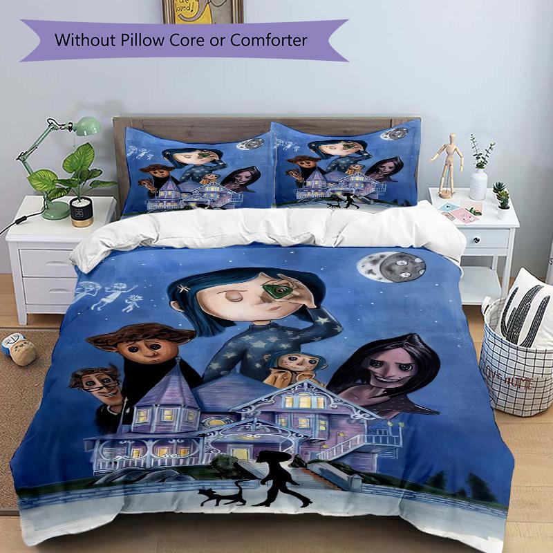 Moonlit Mansion Print 3Pcs Bedding Setduvet Cover With 2 Bedropillowcase Home Birthday Gift