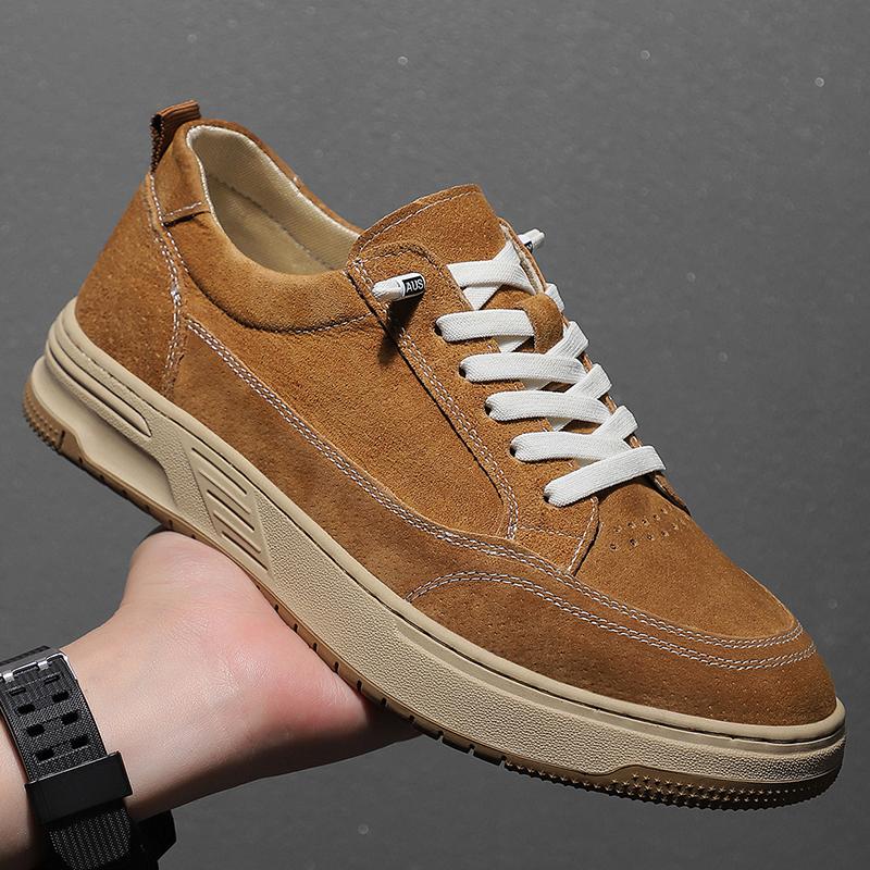 Stylish Men'S Casual Leather Shoes Classic Street Skate Shoes Comfort Non Slip Lacing Vulcanize Footwear Male Outdoor Sneakers