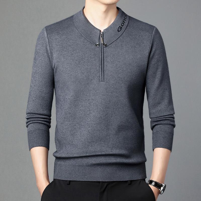 Mid-aged Men's Trendy Half-Zip Pullover Sweater