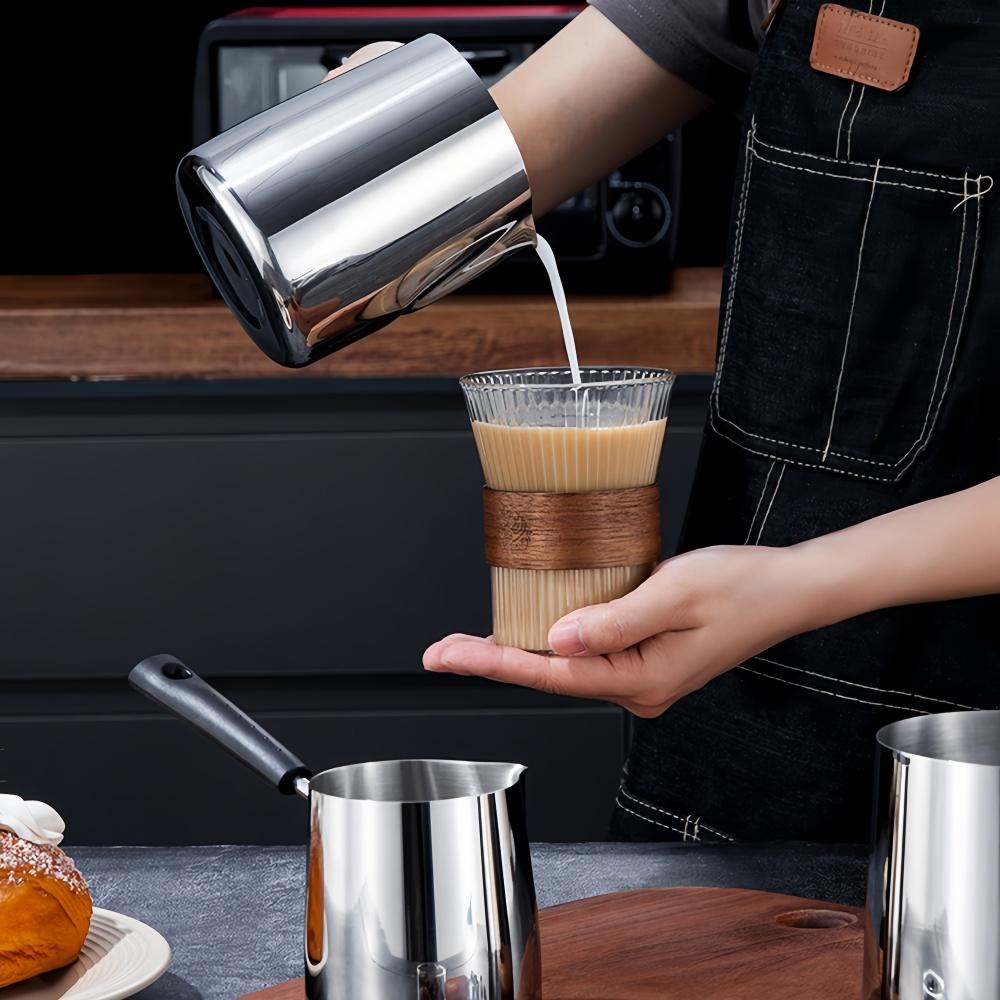 Coffee Milk Frothing Pitcher Jug Latte Art Cup 304 Stainless Steel Long Handle Anti-scalding Double-sided Scale Coffee Utensils