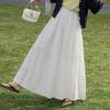 Women's High-Waisted A-Line Cotton Midi Skirt