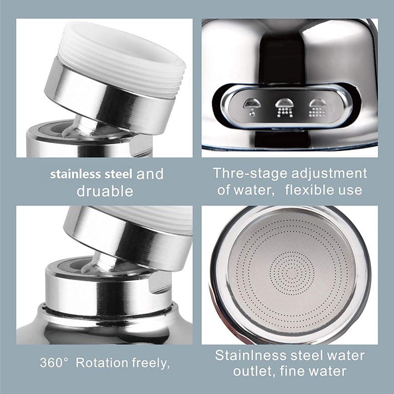 Kitchen Faucet Adapter 3 Modes Tap Splash Filter Nozzle Bathroom Water Saving Bubbler Home Faucet Extender Diffuser 360° Rotatin
