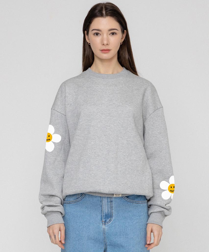 GRAVER [Unisex] Multi Flower Dot Smile Sweatshirt_Gray