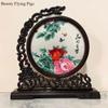 1pc, Su Embroidery Ornaments, Chinese Embroidery Crafts, Double Sided Embroidered Ornament, Solid Wood Desktop Decoration