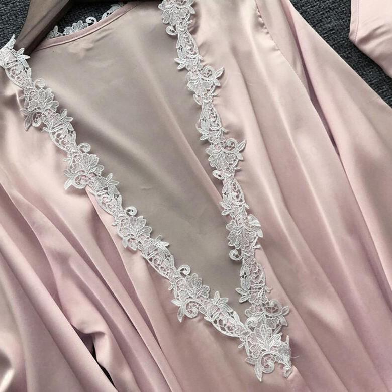 2019 Europäischer & Amerikanischer Damen Übergröße Sexy Pyjama Set: Sommer Braut Morgenmantel mit halben Ärmeln & Bademantel