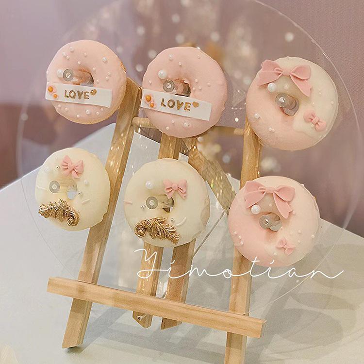 Acrylic Donut and Dessert Display Stand for Weddings - Wood Stand for Table Decor and Ice Cream Cone Holder.