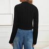 Women's Fashion Solid Color Round Neck Knitted Pullover Long Sleeve Sweater