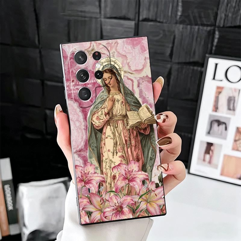 Virgen Mary Virgin De Guadalupe Soft Phone Case for Samsung Galaxy S26 S25 Edge S24 Ultra S23 Plus S22 S21 FE S20 Black Cover Ba