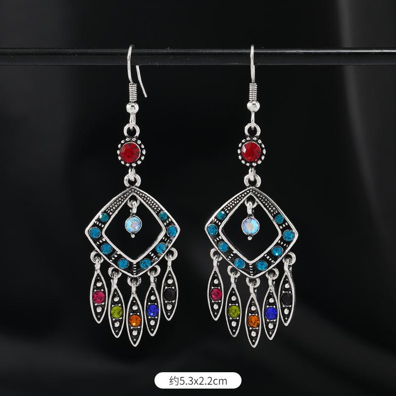 Original Design Earrings Retro Court Fringed Temperament Earrings Women's Long Crystal Ear Jewelry