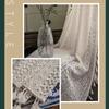 Lace Pattern Vintage Rod Pocket Curtains Tassel Design Geometry Striped Curtains  Window Treatment