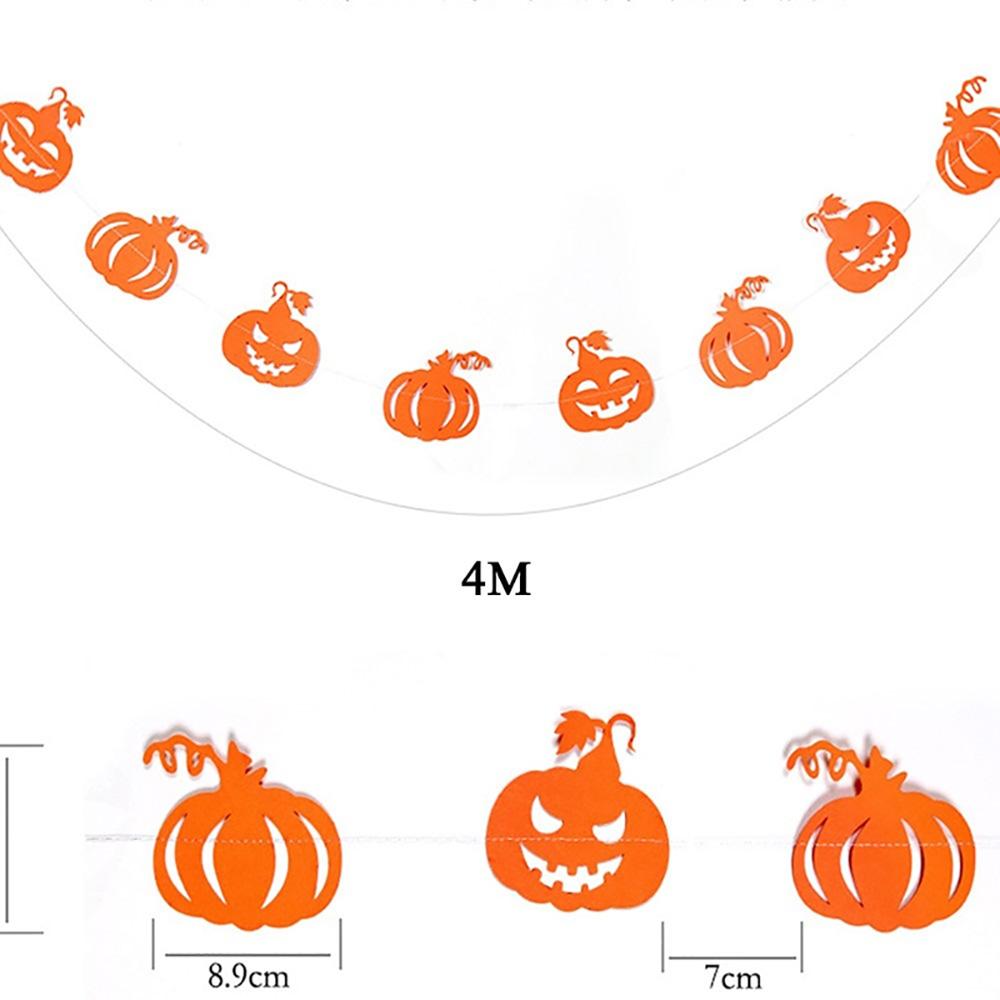 Halloween Paper Garland With 4M String Orange Black Bat Spider Pumpkin For Halloween Party Home DIY Hanging Ornament Decoration Supplies