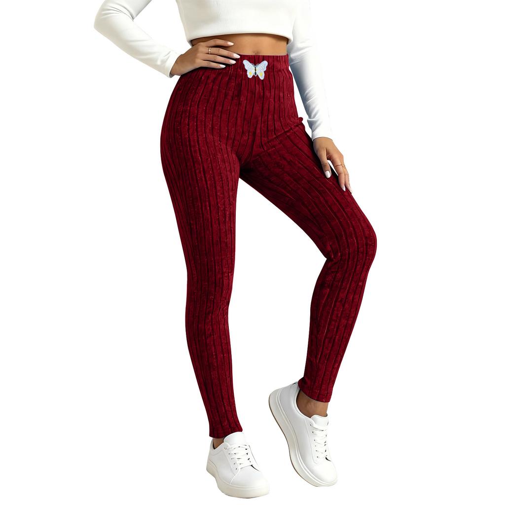 Women's Leggings, High-waisted Stretch Ribbed Knit Casual Trousers, Comfortable And Warm Sweater Pants, Soft Loungewear.