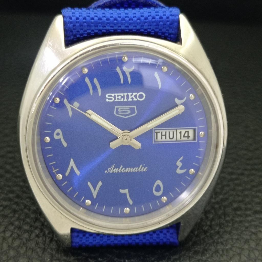 Seiko 5 AUTOMATIC JAPAN MENS 6309A VINTAGE ARABIC BLUE DIAL WATCH A702438-5 R124-a702438